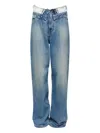 Mm6 Maison Margiela Wide Leg Five Pocket Trousers Waistband In Blue