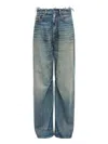Mm6 Maison Margiela Wide-leg Frayed Faded Five-pocket Loop In Blue