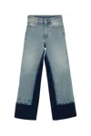Mm6 Maison Margiela Flared Color-block Jeans In Blue