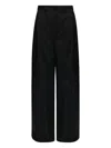 Mm6 Maison Margiela High Waist Wide Leg Trousers With Belt Loops And Side Pockets In Black