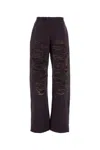 Mm6 Maison Margiela Cotton Joggers With Back Pocket And Distressed Detailing In Purple