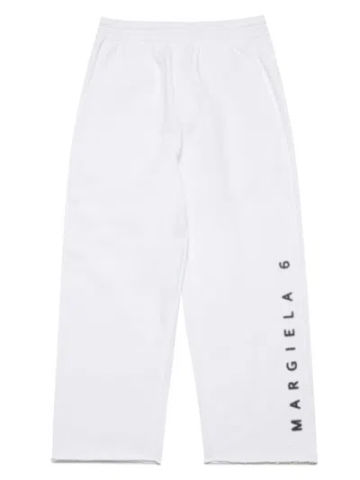 Mm6 Maison Margiela Kids Logo Printed Track Pants In White