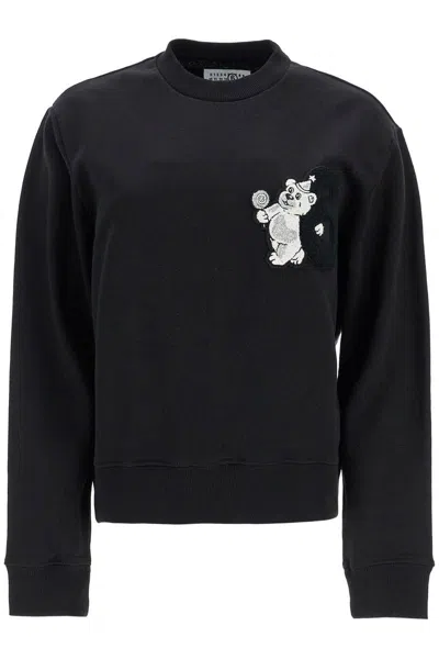 Mm6 Maison Margiela Party Bear Sweatshirt In Black