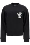 Mm6 Maison Margiela Crew Neck Sweatshirt With Bear And Number Patches In Black