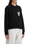 Mm6 Maison Margiela Crew Neck Sweatshirt With Bear And Number Patches In Black