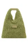 Mm6 Maison Margiela Small Plush Shearling Handbag With Leather Handle