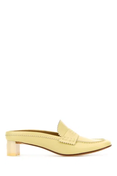 Mm6 Maison Margiela Pastel Yellow Leather Mules
