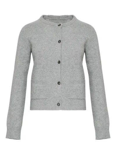 Mm6 Maison Margiela Patch-pocket Button Cardigan In Gray