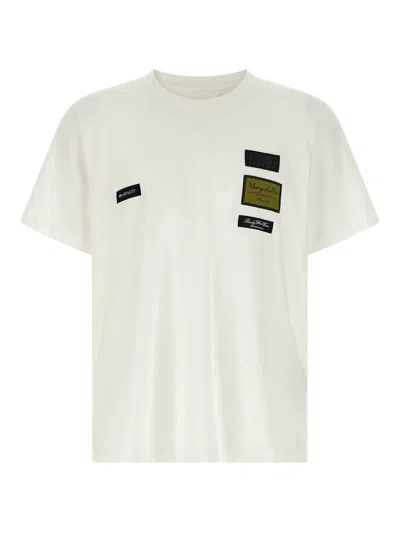 Mm6 Maison Margiela External Labels Cotton Crewneck T-shirt In White
