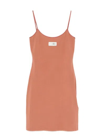 Mm6 Maison Margiela Logo-patch Mini Dress In Orange