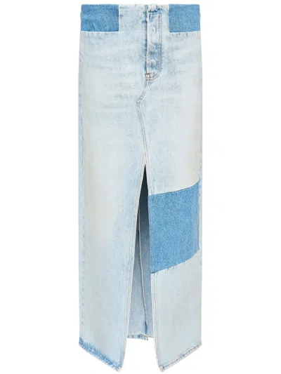 Mm6 Maison Margiela Patchwork Denim Skirt In 蓝色