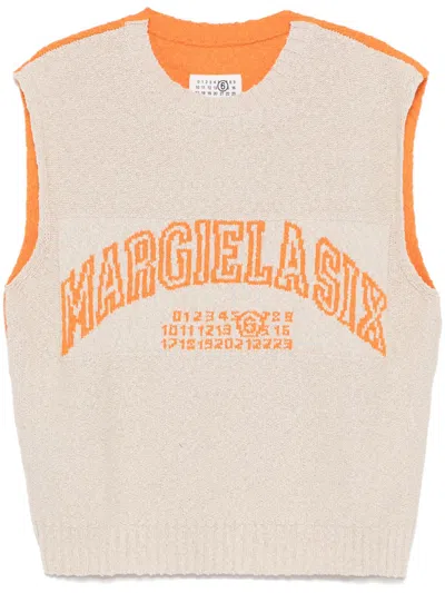 Mm6 Maison Margiela Patchwork Vest In Orange