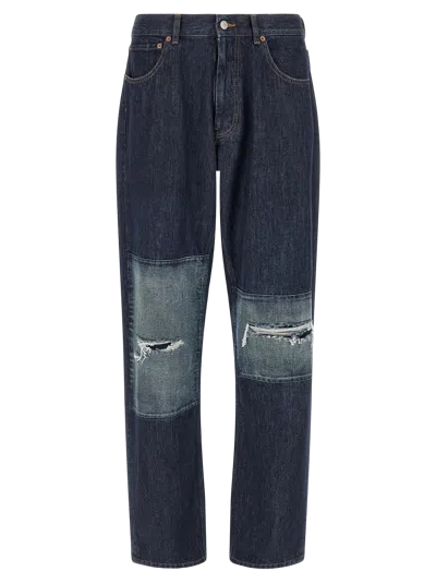 Mm6 Maison Margiela Patchwork-blocked Denim Jeans In Blue