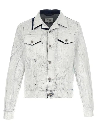 Mm6 Maison Margiela Patent Denim Jacket Casual Jackets And Parka White