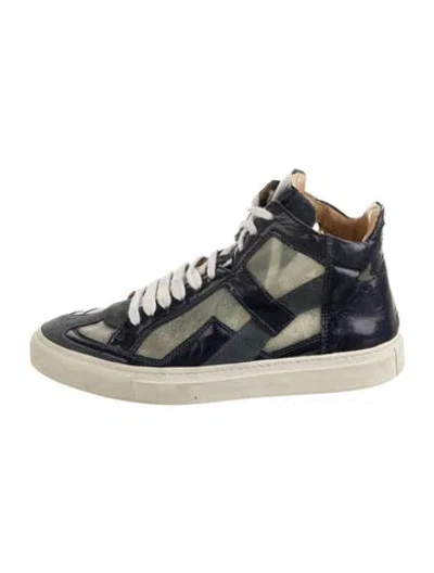 Pre-owned Mm6 Maison Margiela Patent Leather Printed Sneakers In Black