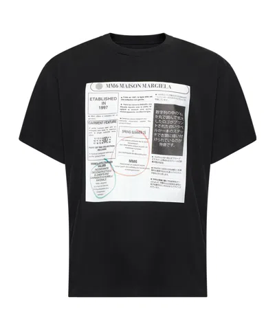 Mm6 Maison Margiela Pattern Printed T-shirt In Black