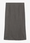 Mm6 Maison Margiela Patterned Wool Midi Skirt In Brown