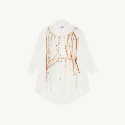 Mm6 Maison Margiela Pearl Shirt Dress In White