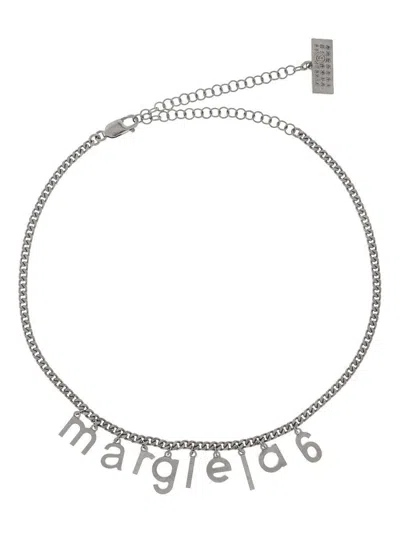 Mm6 Maison Margiela Pendant Logo Necklace In Silver