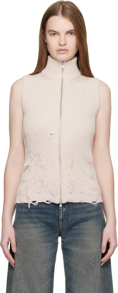 Mm6 Maison Margiela Pink Amended Optical Ribs Vest In Neutral