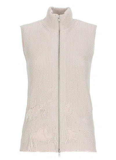 Mm6 Maison Margiela Pink Cotton Ripped Gilet In Neutral