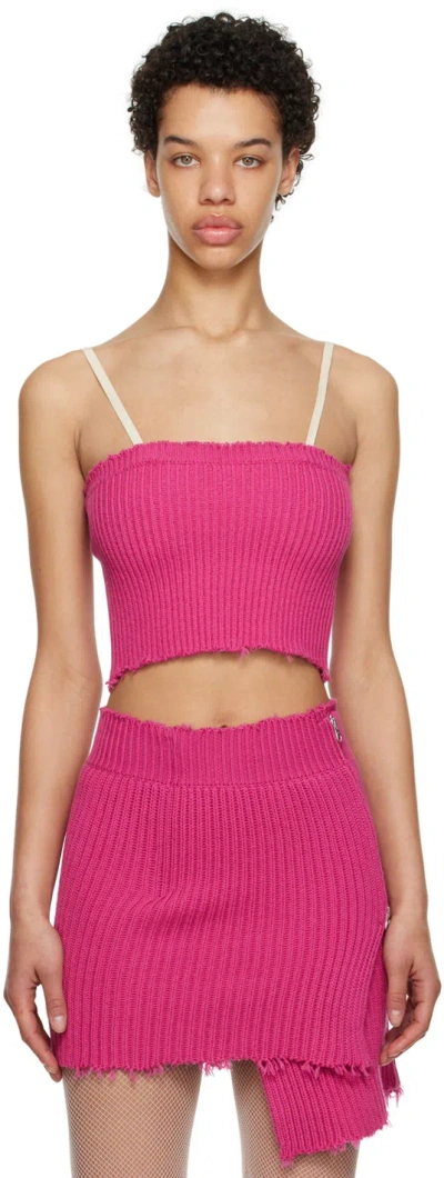 Mm6 Maison Margiela Pink Distressed Tank Top In 251 Pink