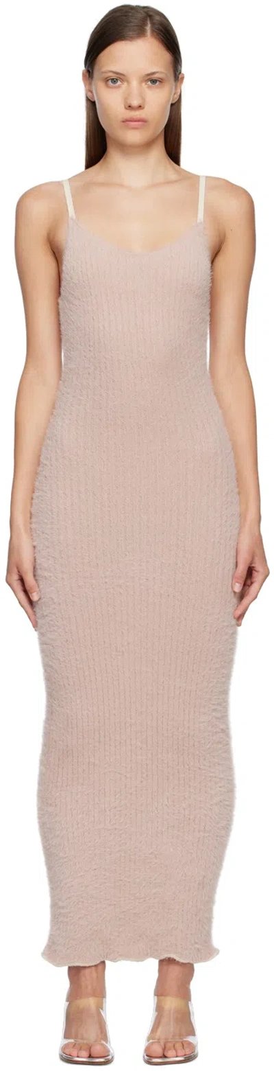Mm6 Maison Margiela Pink Furry Maxi Dress In 216 Alba