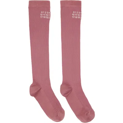 Mm6 Maison Margiela Pink Knee-high Socks In Red