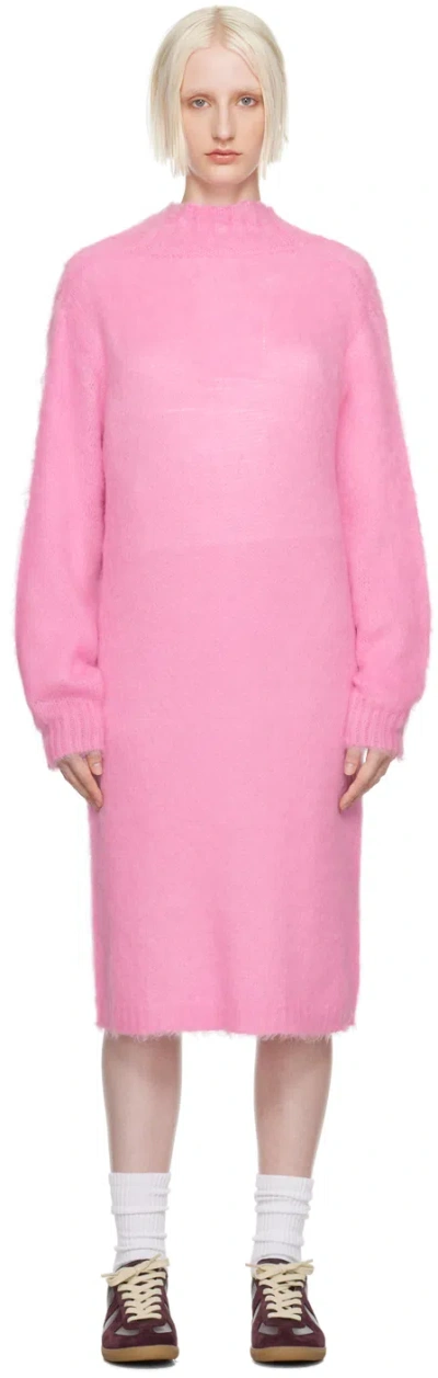 Mm6 Maison Margiela Pink Low Back Midi Dress In Rose-pink