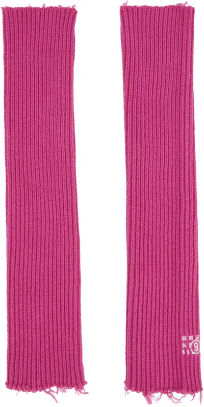 Mm6 Maison Margiela Pink Ribbed Arm Warmers In 251 Pink