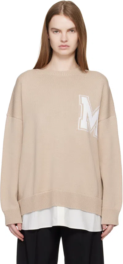 Mm6 Maison Margiela Pink 'two In One' Varsity Knit Sweater In Multi