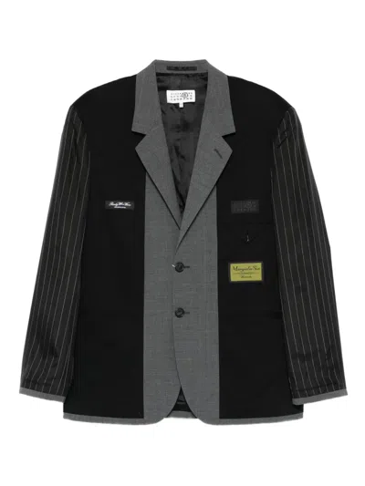 Mm6 Maison Margiela Pinstripe Panelled Blazer In Multi