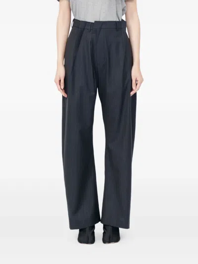 Mm6 Maison Margiela Pinstripe Pleated Trousers In Blue