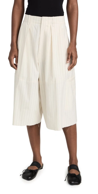 Mm6 Maison Margiela Pinstripe Shorts Off White/black