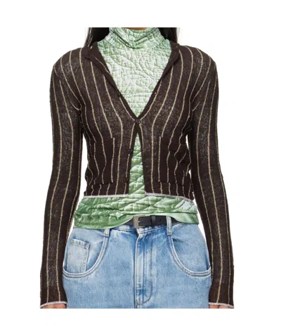 Mm6 Maison Margiela Pinstriped Cardigan In Black