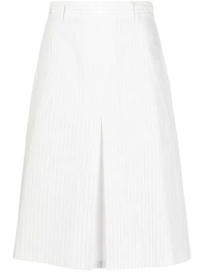 Mm6 Maison Margiela Pinstriped Midi Skirt In White