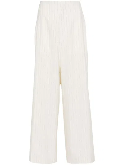 Mm6 Maison Margiela Pinstriped Palazzo Pants In Nude
