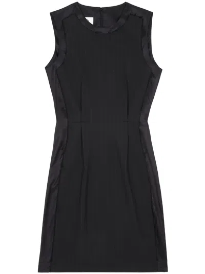 Mm6 Maison Margiela Pinstripe-pattern Deconstructed Minidress In Black