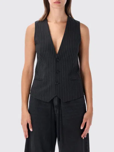 Mm6 Maison Margiela Pinstriped Tailored Waistcoat In A Slim Fit Wool Blend In Gray