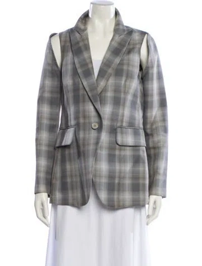 Pre-owned Mm6 Maison Margiela Plaid Print Blazer In Gray