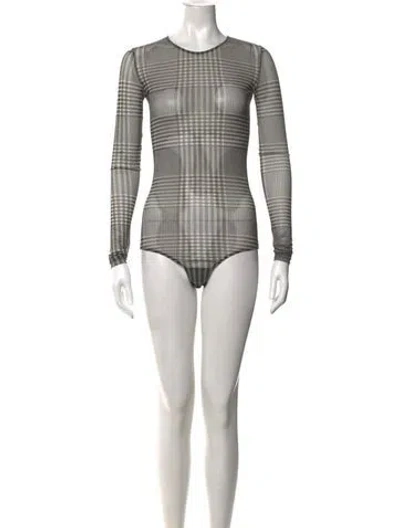 Pre-owned Mm6 Maison Margiela Plaid Print Crew Neck Bodysuit In Multi