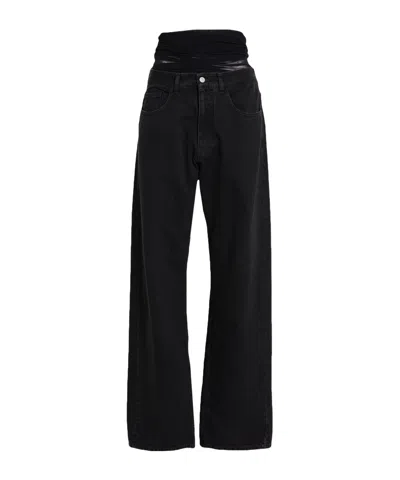 Mm6 Maison Margiela Plain Colour Denim Trousers In Black