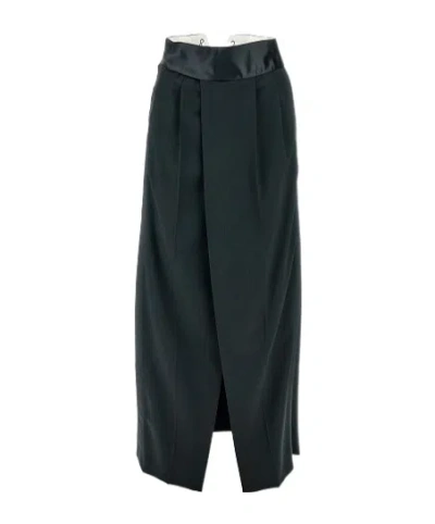 Mm6 Maison Margiela Pleat-detailing Maxi Skirt In Black