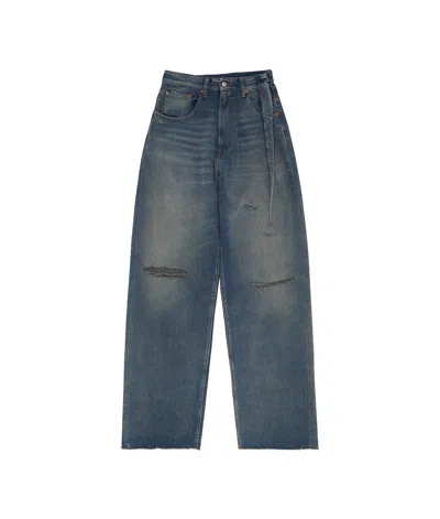 Mm6 Maison Margiela Pleated Bootcut Jeans In Gray