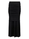 Mm6 Maison Margiela Pleated Draped Midi Skirt In Black