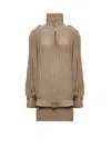 Mm6 Maison Margiela Pleated High-neck Dress In Neutral