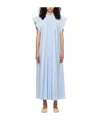 Mm6 Maison Margiela Pleated Extra Long Dress In Blue