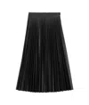 Mm6 Maison Margiela Pleated Faux Leather Midi Skirt In Black