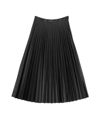 Mm6 Maison Margiela Pleated Faux-leather Midi Skirt In Black