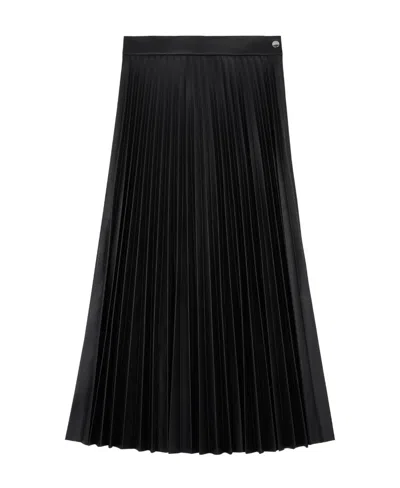 Mm6 Maison Margiela Pleated Faux-leather Skirt In Black